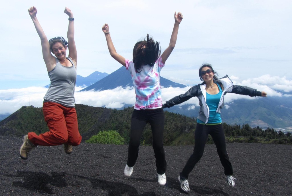Guatemala Volunteers Jumping at Pacaya Volcano